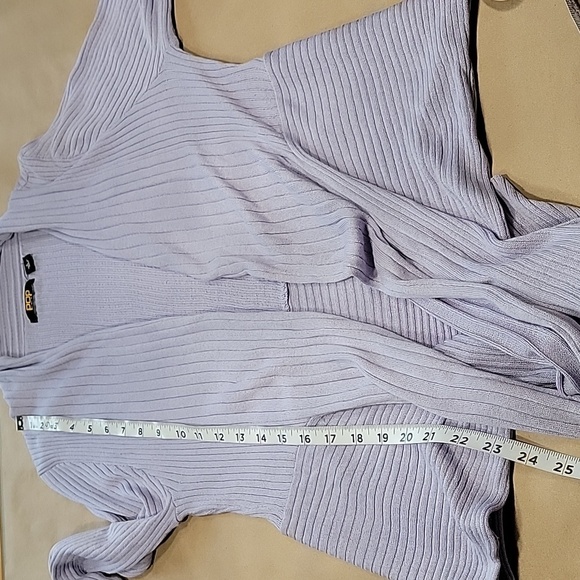 pop ulation Size L Light Lavender Drape Tie Front Cardigan Sweater - Picture 8 of 11